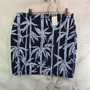 J Mclaughlin Skirt Womens Medium Blue Pencil Halle Reversible Prism Palm Tree